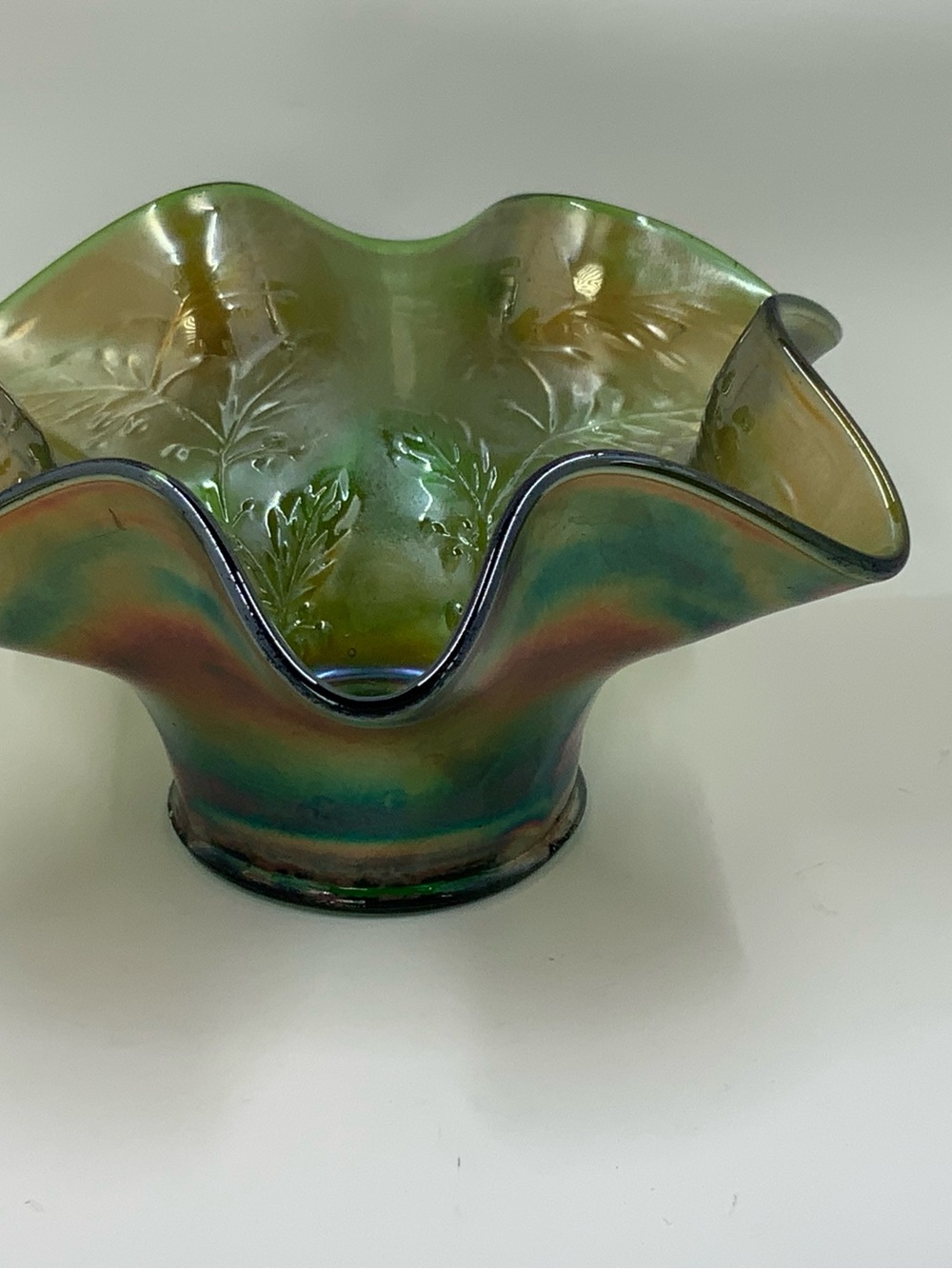 Vintage Fenton Green Carnival Glass